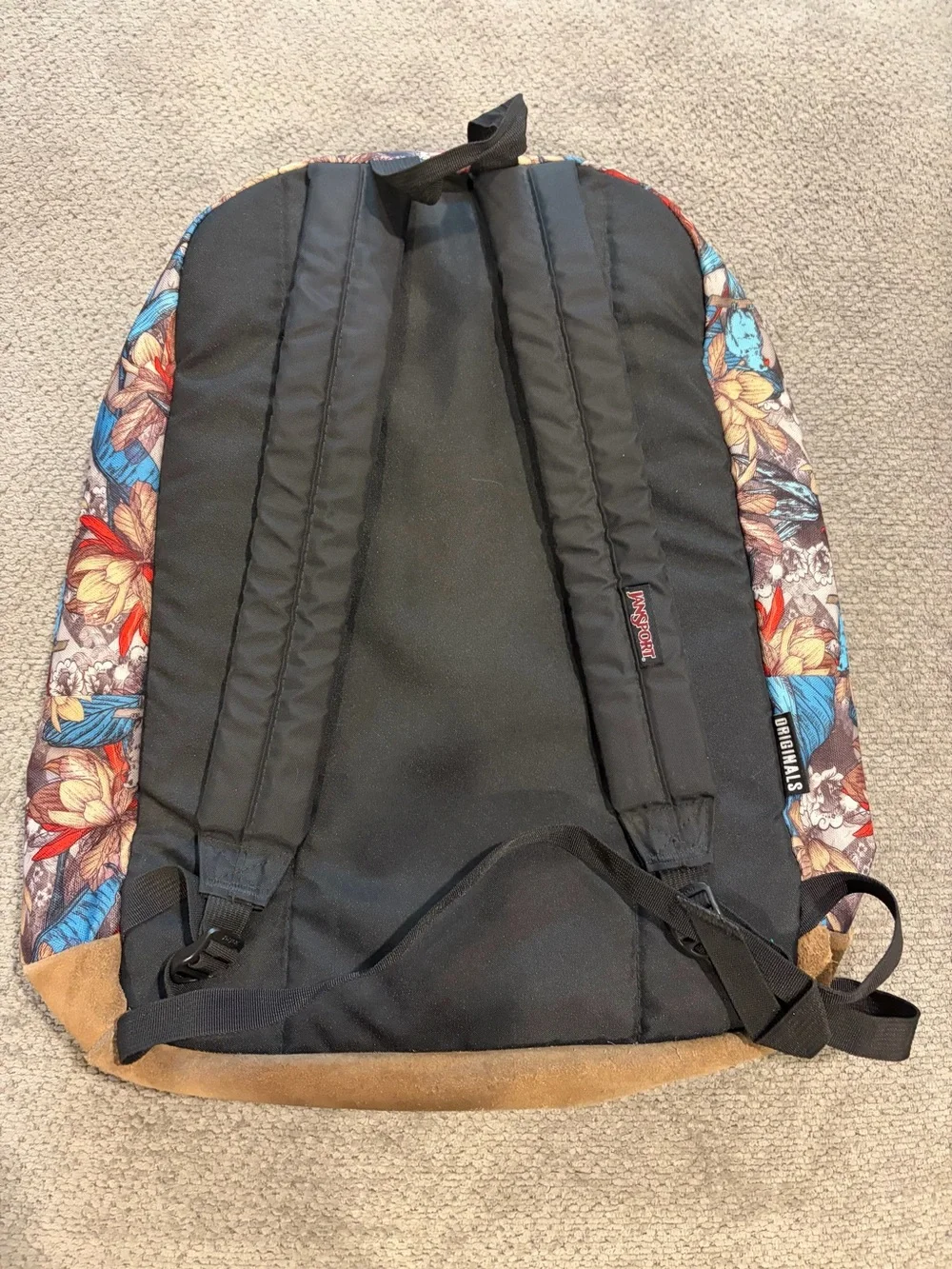 Jansport Tropical Floral Backpack in Blue, Brown and Red